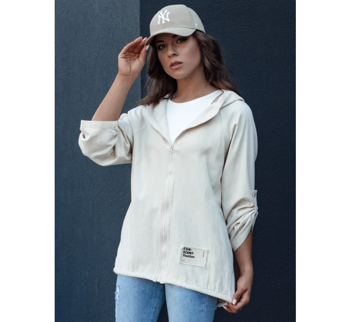 Dámská přechodná bunda s kapucí light beige Dstreet model 21979615 - FashionStreet Dámská přechodná bunda s kapucí light beige Dstreet model 21979615 - FashionStreet