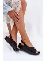 Kožené Dámské Sandály Na Klínu A Platformě model 21698360 Černé - S.Barski