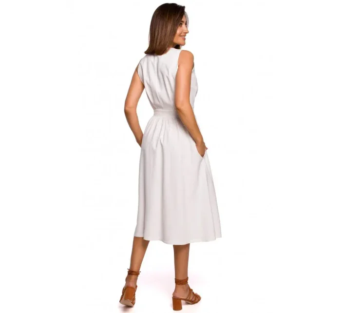 S224 Šaty bez rukávov s umelým zavinovaním - čierne