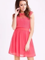 Dámske spoločenské šaty s rozšírenou sukňou EMAMODA malinové - Malinová / L - YNS