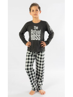 Detské dlhé pyžamo Actual boss tm. šedá - chlapci