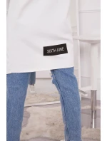 Voľný sveter s nápisom 033 krémový - Kesi