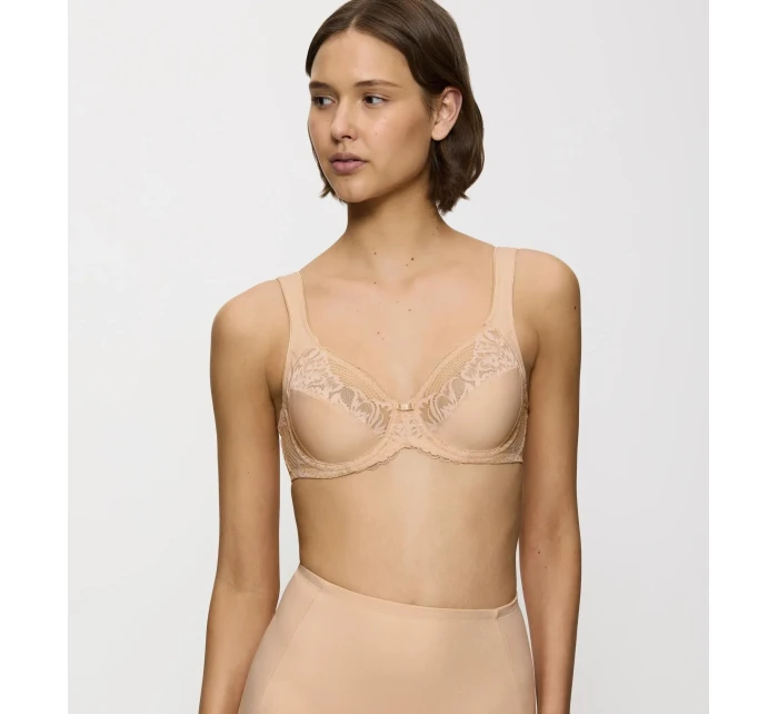 Dámska moderná čipkovaná+bavlnená podprsenka W02 - BROWN - svetlo béžová 00EP - TRIUMPH