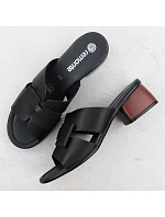 Dámske čierne kožené žabky Remonte R8759-01 Dámske čierne kožené žabky Remonte R8759-01