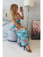 Šaty s motívom listov v mätovej farbe