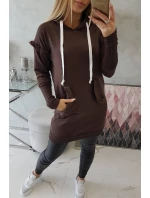 Šaty s ozdobnými volánikmi a kapucňou v hnedej farbe Šaty s ozdobnými volánikmi a kapucňou v hnedej farbe