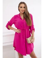 Šaty so zapínaním na gombíky a viazaním v páse vo fuchsiovej farbe Šaty so zapínaním na gombíky a viazaním v páse vo fuchsiovej farbe