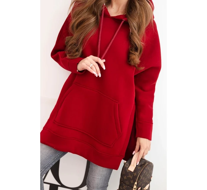 Bunda s rozparky na bocích vínová