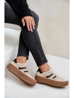 Semišové tenisky na platformě béžové model 21679942 - Zazoo