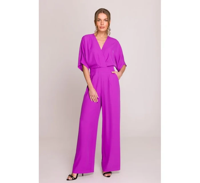 Kombinéza se širokými nohavicemi a výstřihem model 20966145 - STYLOVE Kombinéza se širokými nohavicemi a výstřihem model 20966145 - STYLOVE