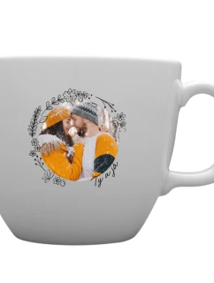 Personalizovaný MEGA XXL keramický hrnek 1000 ml s květinovým ohraničením 