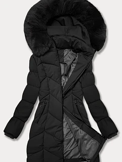 Černá dámská zimní plus size bunda s do stehen model 21248373 - S'WEST