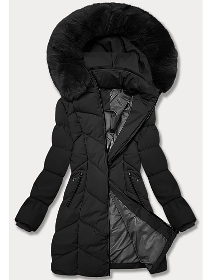 Černá dámská zimní plus size bunda s do stehen model 21248373 - S'WEST Černá dámská zimní plus size bunda s do stehen model 21248373 - S'WEST