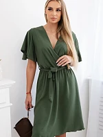 Šaty s vrstveným výstrihom khaki