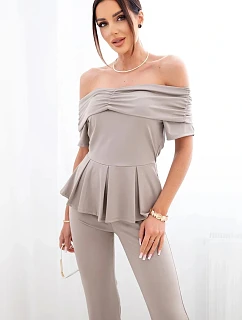 Dámsky bavlnený set s krátkym rukávom a šortkami žltý