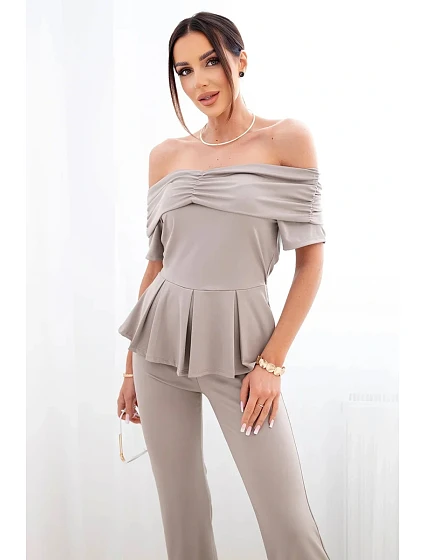 Dámsky bavlnený set s krátkym rukávom a šortkami žltý