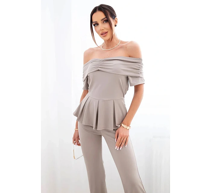 Dámsky bavlnený set s krátkym rukávom a šortkami žltý