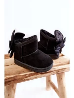 Dziewczęce Ocieplane Śniegowce Z Kokardkami Czarne Meriva