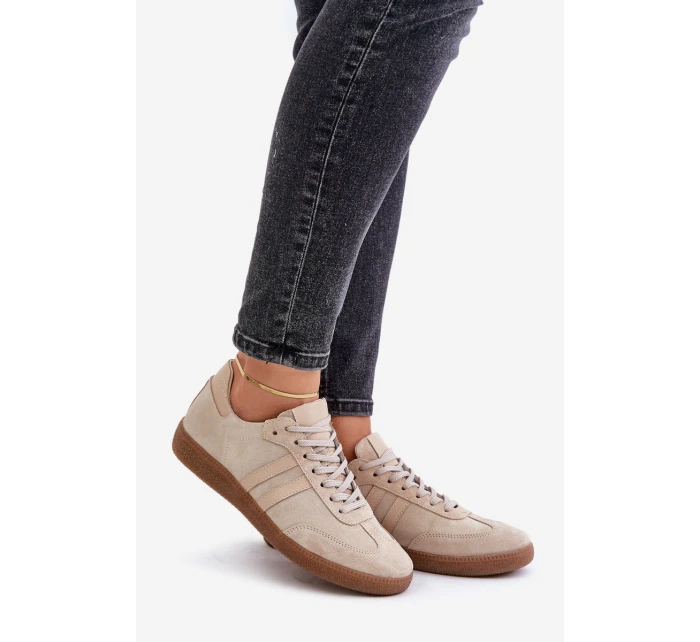 Nízké dámské semišové tenisky béžové model 21679949 - Zazoo Nízké dámské semišové tenisky béžové model 21679949 - Zazoo