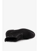 Skórzane Ocieplane Botki Męskie Na Zamek Big Star OO174148 Czarne