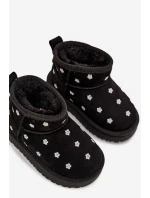 Dětské sněhule s květinami černé Gracina