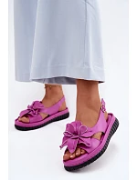 Kožené dámské sandály s ozdobným květinovým Vinceza 66917 Fuchsiová