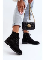 S.Barski dámské kotníkové boty se vzorem, černé S.Barski dámské kotníkové boty se vzorem, černé