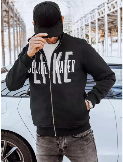 Pánska mikina na zips s potlačou čierna FashionStreet BX5413