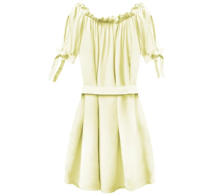 Žlutá dámská tunika ve stylu s páskem model 7231326 - MADE IN ITALY