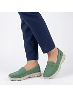 Dámske pohodlné zelené kožené poltopánky Jezzi 7075