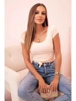 Dámska klasická bavlnená blúzka s krátkymi rukávmi modrá Dámska klasická bavlnená blúzka s krátkymi rukávmi modrá