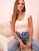 Dámska klasická bavlnená blúzka s krátkymi rukávmi modrá