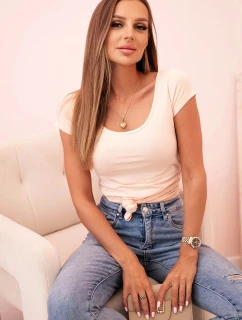 Dámska klasická bavlnená blúzka s krátkymi rukávmi modrá