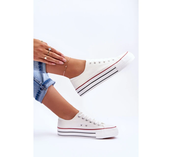 Trampki Klasyczne Niskie Na Platformie Białe Jazlyn