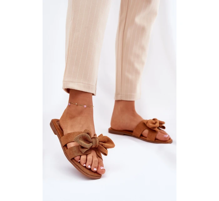 Płaskie Klapki Damskie Z Kokardką Camel Tobin