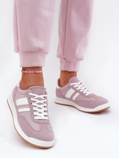 Sneakersy Damskie Z Eko Zamszu Fioletowe Marinils