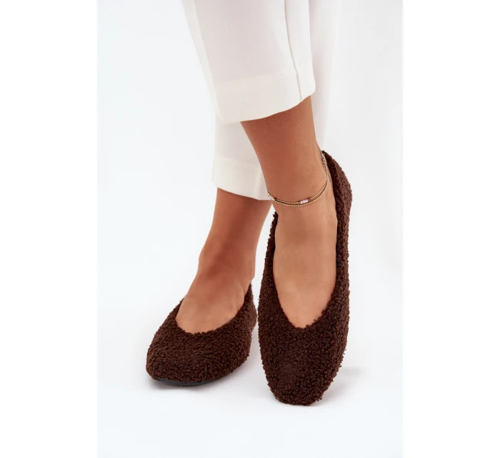 Baleriny Damskie Z Futerkiem Typu Baranek Czekoladowe Zimira Baleriny Damskie Z Futerkiem Typu Baranek Czekoladowe Zimira