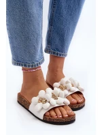 Dámské pantofle s ozdobami, bílá Bunlia Dámské pantofle s ozdobami, bílá Bunlia