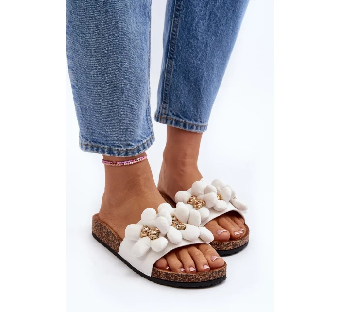 Dámské pantofle s ozdobami, bílá Bunlia Dámské pantofle s ozdobami, bílá Bunlia