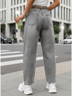 Dámske džínsy balónového strihu s opaskom sivé FashionStreet UY2888