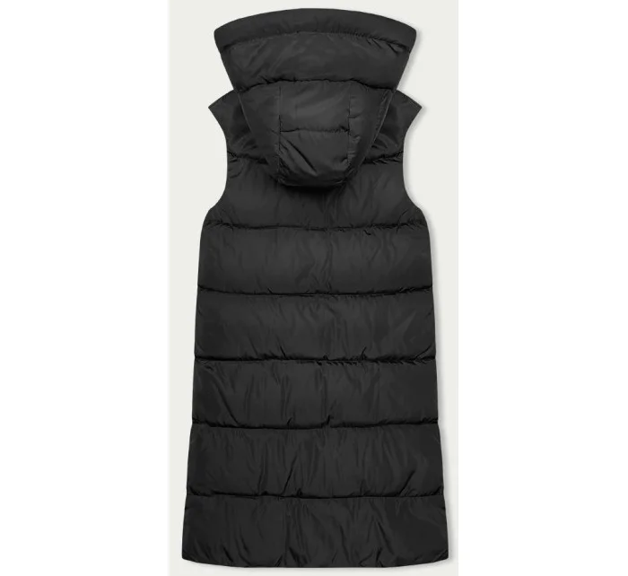 Čierna a khaki dlhá dámska obojstranná vesta (B8248-1)