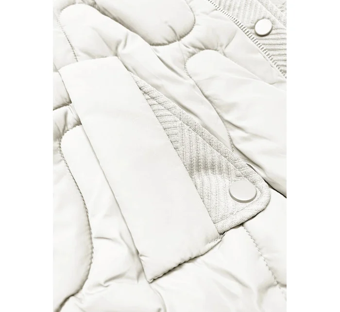 Krátka zimná bunda v ecru farbe s ozdobnou kapucňou S'west (B8261-26) Krátka zimná bunda v ecru farbe s ozdobnou kapucňou S'west (B8261-26)