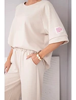 Dámska maslová viskózna mikina a široké nohavice svetlo fialová