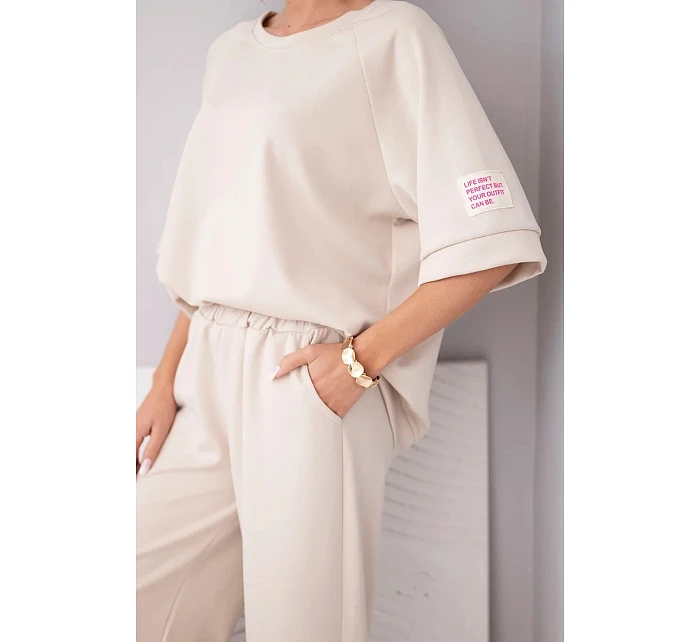 Dámska maslová viskózna mikina a široké nohavice svetlo fialová