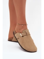 Klapki Chodaki Damskie Na Korkowej Platformie Ze Złotą Klamrą Big Star SS274738 Beżowe Klapki Chodaki Damskie Na Korkowej Platformie Ze Złotą Klamrą Big Star SS274738 Beżowe