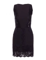 M864 Mini šaty s čipkovanými panelmi - čierne