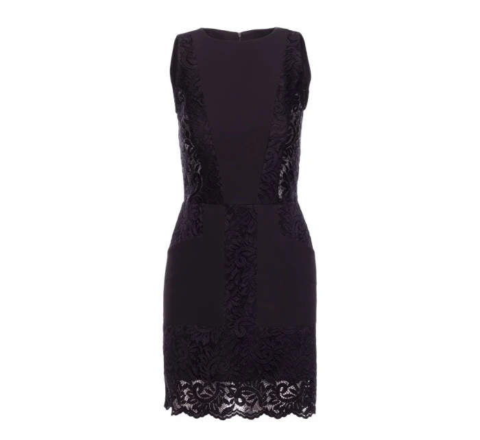 M864 Mini šaty s čipkovanými panelmi - čierne