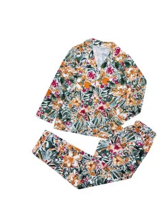 Dámske pyžamo 175/061 oranžovofialové kvety - Karol