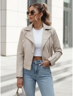 Dámská kožená bunda ramones beige Dstreet model 21973532 - FashionStreet Dámská kožená bunda ramones beige Dstreet model 21973532 - FashionStreet