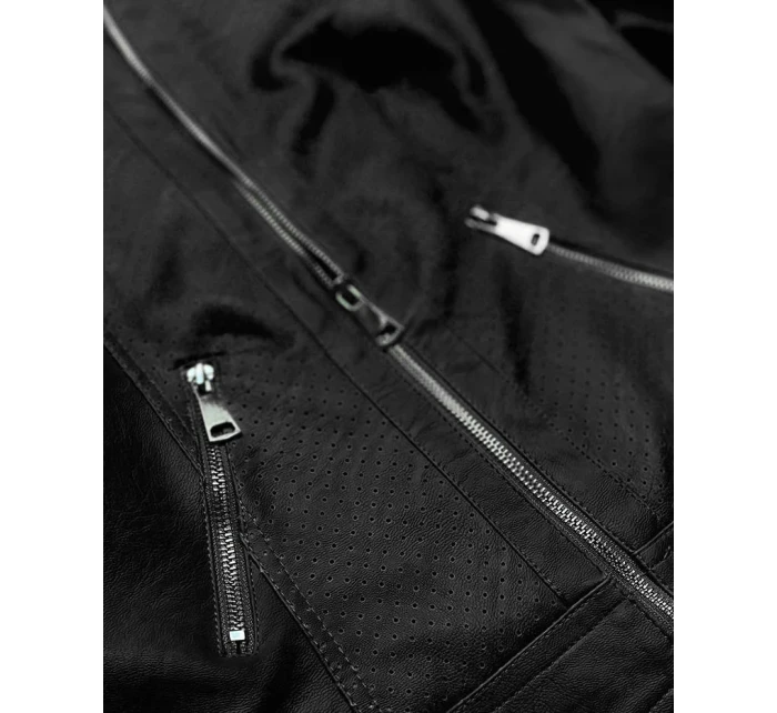 Čierna dekoratívna bunda z ekokože (G85)